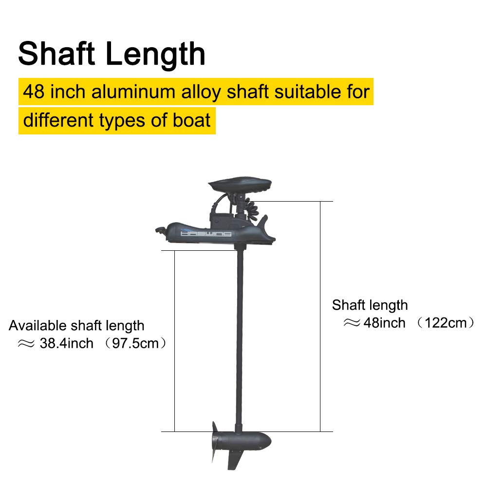 Zichen Haswing CaymanB Bow-Mount Trolling Motor with Wireless Remote & Foot Control, Quick Release - 80LBS Thrust, 48in. Shaft, for Fishing Boat in Freshwater & Saltwater