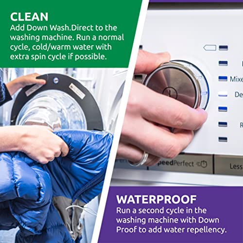 Nikwax Down, Down DUO-Pack, 300ml, Wash-In Cleaning and Waterproofing adds DWR Water Repellency to Down Filled Jackets, Ou...