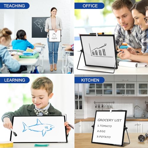 Small Magnetic Dry Erase Whiteboard – Mini Desktop Portable Easel Dry Erase White Board for Students Double Side to Do Lis...