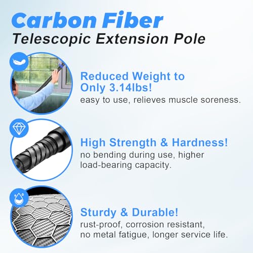 30 Foot High Ceiling Duster Kits with 4.7-24 FT Carbon Fiber Extension Pole, Feather Duster, Cobweb Duster, Ceiling Fan Du...