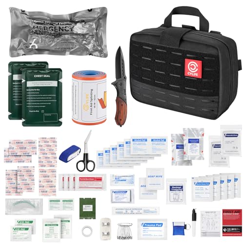 CVLIFE First Aid Kit Survival Emergency Kit IFAK Trauma Kit with MOLLE Pouch, Comprehensive Trauma Care - Ideal for Car, C...