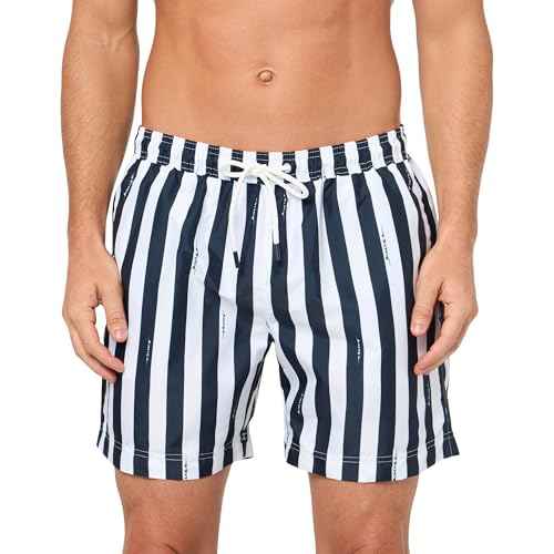 BOSS Mens Horizontal Stripe Swim Trunks