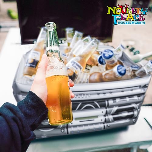 Novelty Place Inflatable Boombox Cooler - Large Capacity Ice Bucket Drink Cooler Blow Up Stereo Decoration for 80s 90s The...