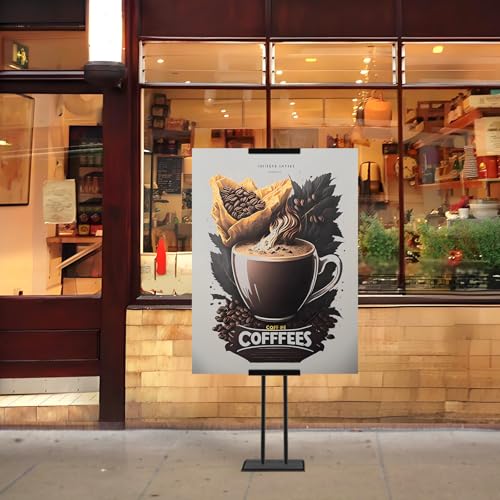 GERTSOUND Heavy Duty Sign Stand, Floor Poster Board Stand, Adjustable Metal Sign Holder Height Up to 60 Inches and 180° Ro...