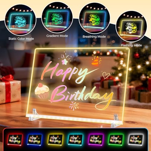EHINI LED Drawing Board for Kids - 13.7x10.6 Inch Erasable Acrylic Electronic White Boards, with 12 Fluorescent Markers,St...