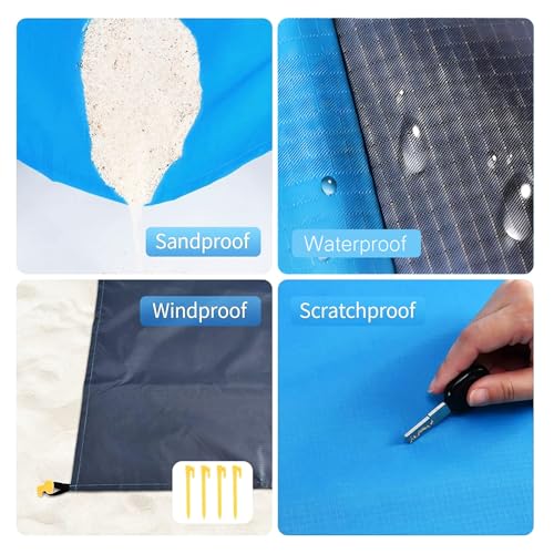 Beach Blanket Sandproof Waterproof, Beach Essentials Extra Large Beach Mat, 79" X 55" Oversized Durable Outdoor Picnic Mat...