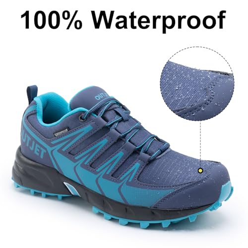 OUTJET Women's Waterproof Hiking Shoes Lightweight Non-Slip Trails Walking Shoes Outdoor Sneakers