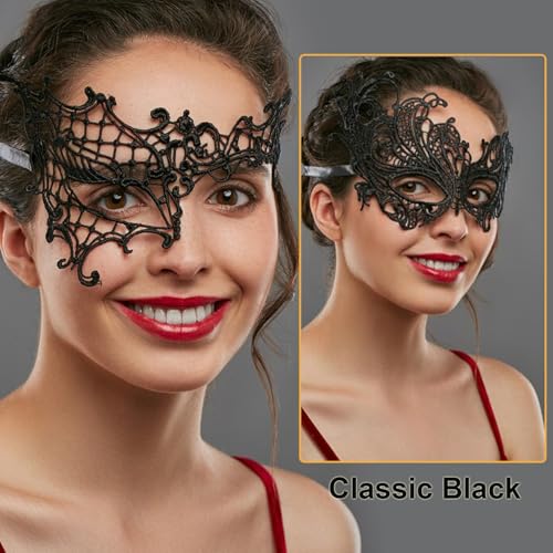 MYMENU Masquerade Mask for Women Venetian Halloween Lace Mask for Party Costume Cosplay Carnival Mardi Gras