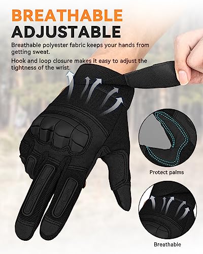 KUMGIM Tactical Gloves for Men, Motorcycle Military Combat Gloves Black Airsoft Gloves Touchscreen for Airsoft Outdoor Hun...