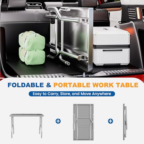 Chingoo Stainless Steel Folding Table 48 x 24 Inch Commercial Workbench, Collapsible Portable Utility Table for Kitchen, O...