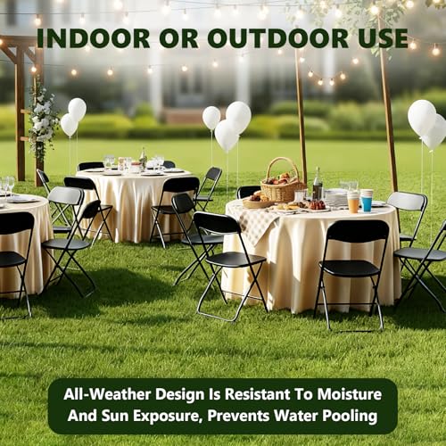 MAKE CHANGES Folding Chairs 4 Pack, Plastic Folding Chairs for Outside, Heavy Duty Foldable Chairs, Sturdy Metal Folding C...