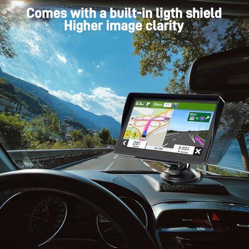 GPS Navigator for Car Truck RV - 7'' HD Touchscreen Navigation System, Latest 2025 Maps Free Lifetime Updates, Speed & Red...
