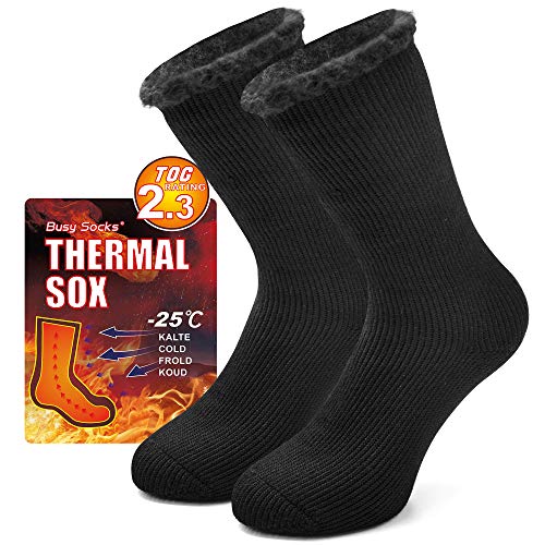 Busy Socks Winter Warm Thermal Socks for Men Women Extra Thick Insulated Heated Crew Boot Socks for Extreme Cold Weather