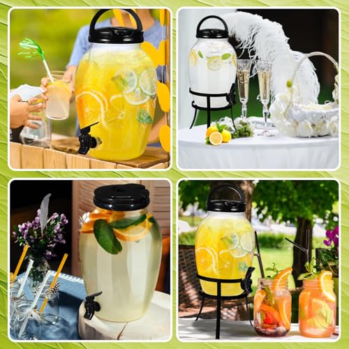 Havawish 2 Pack Drink Beverage Dispenser with Stand for Parties 1.16 Gallon Plastic Water Lemonade Juice Dispenser with Sp...