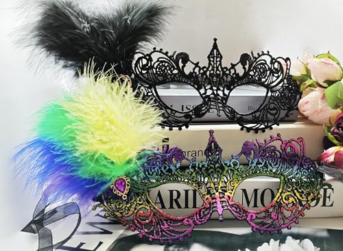 Ailansnug Masquerade Mask for Women Feather Lace Masks For Prom Ball Mardi Gras Halloween Party Costume Supply