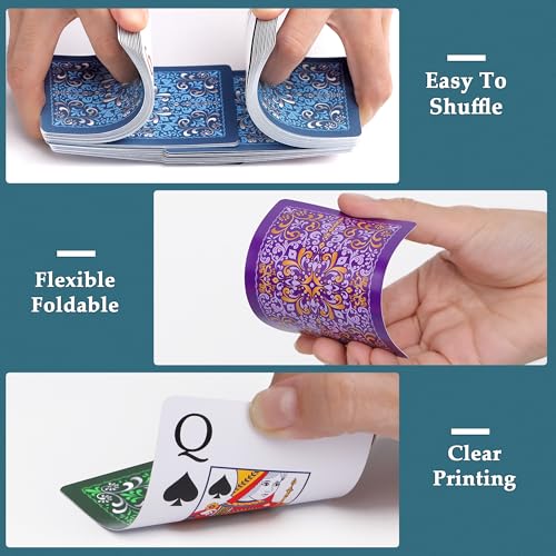 Playing Cards 12 Pack, Plastic Playing Cards Waterproof, Deck of Cards Bulk, Large Print Playing Card for Seniors Adults, ...