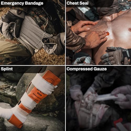 RHINO RESCUE IFAK Trauma Kit with C-A-T Tourniquet, Tactical First Aid Kit Molle Pouch for Military, Combat, Car, Camping,...