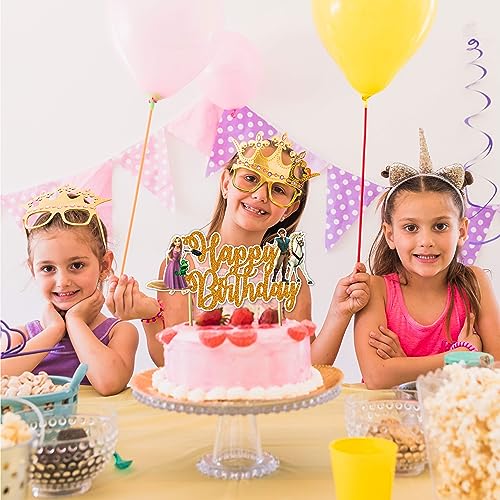 Rapunzl Happy Birthday Cake Topper – Princess Themed Birthday Cake Decoration for Girls – Magical Fairytale Party Supplies...