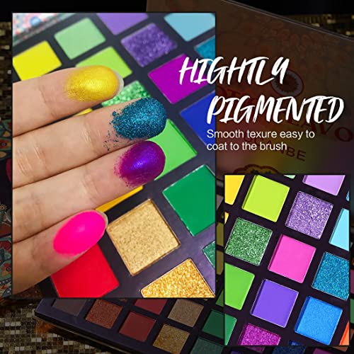 UCANBE EXOTIC FLAVORS Neon Eyeshadow Makeup Palette - 48 Colorful High Pigmented - Rainbow Matte Shimmer Glitter Eye Shado...