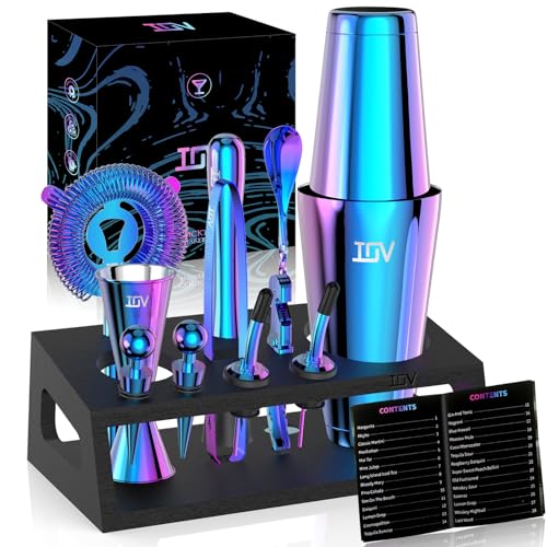 IOV Cocktail Shaker Set: 12-Piece Mixology Bartender Kit Bar Set | 18oz & 28oz Boston Shaker Drink Mixing Tools for Home w...