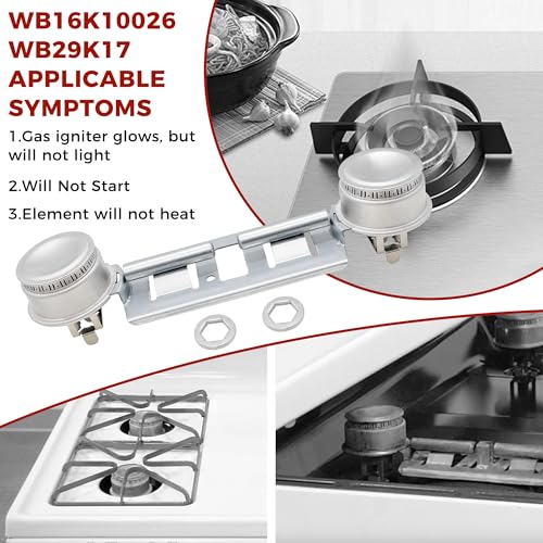 Double Burner Assembly WB16K10026 WB29K17 Double Stove Top Double Surface Burner Kit Replacement Compatible with General E...