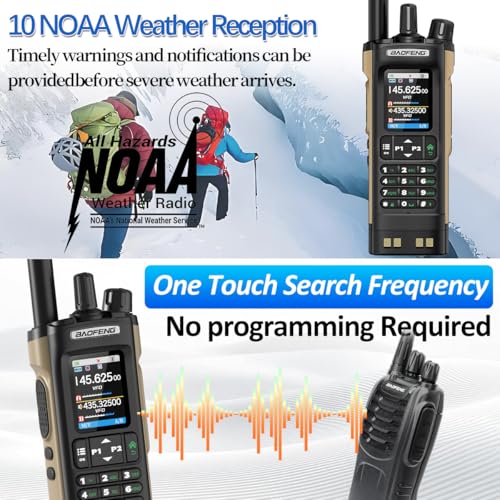BAOFENG Radio UV32 Ham Radio Handheld 10W Rechargeable Walkie Talkies Long Range UV-32 Two Way Radio NOAA Weather Radio wi...