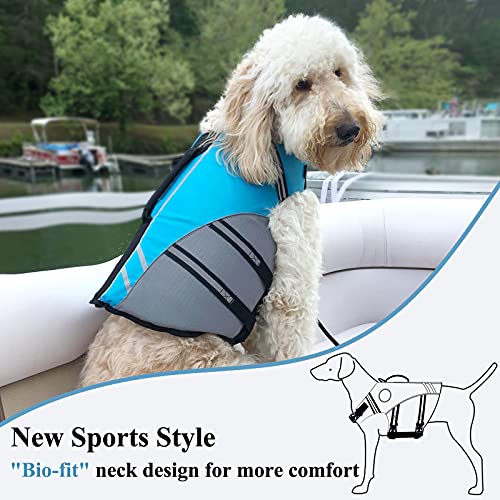VIVAGLORY + Neoprene Dog Life Vest + Sports Style Dog Life Jacket, Swimming Vest with Handle, Ripstop & Buoyancy
