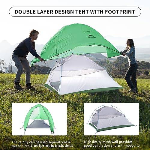 Naturehike Cloud-Up 2 Person Tent Lightweight Backpacking Tent with Footprint - Free Standing Ultralight Camping Hiking Ba...