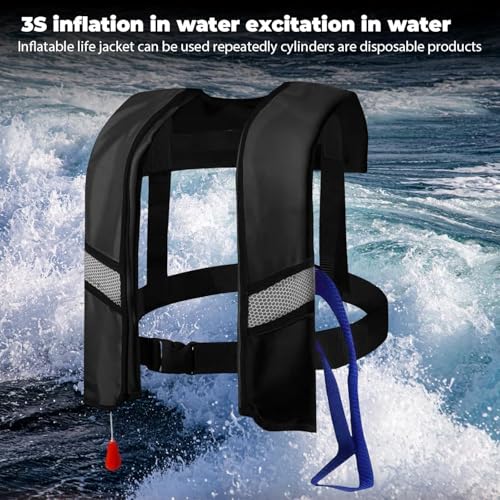 Automatic Inflatable Life Jacket for Adults – Adjustable Buoyancy Vest with Manual Override,Reflective Strips & Safety Whi...