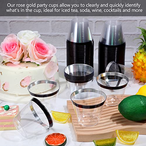 Norme 50 Pcs Plastic Cups 9 oz Rimmed Plastic Cups Heavy Duty Wine Glasses Cocktail Glasses Drinking Tumblers for Valentin...