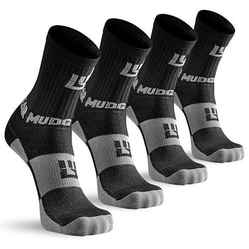 MudGear Crew Length Hiking Socks - Mid-Calf Trekking Socks - Non-Wool Wilderness Hiking Socks - Men and Women - 2-Pack
