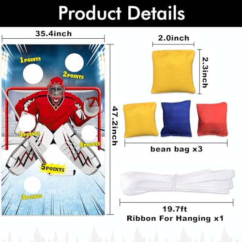 Ice Hockey Toss Games Decorations Banner Backdrop Background Hockey Theme Decor for Indoor Outdoor Hockey Fans Birthday Pa...