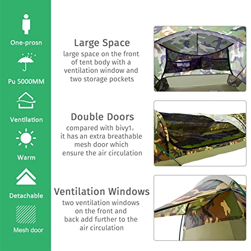 GEERTOP Ultralight Single Person Bivy Tent for Camp Waterproof 1 Man Tent for Camping Hiking Backpacking Hunting Outdoor S...