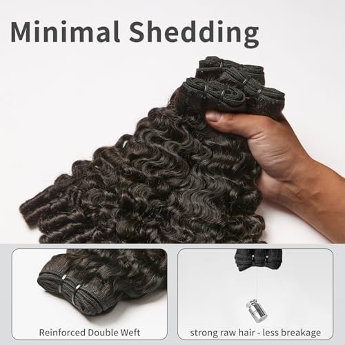 ASHINE Burmese Curly Bundles Human Hair Unprocessed Raw Burmese Curly Water Wave Human Hair Single Bundle 22 inch Natural Black