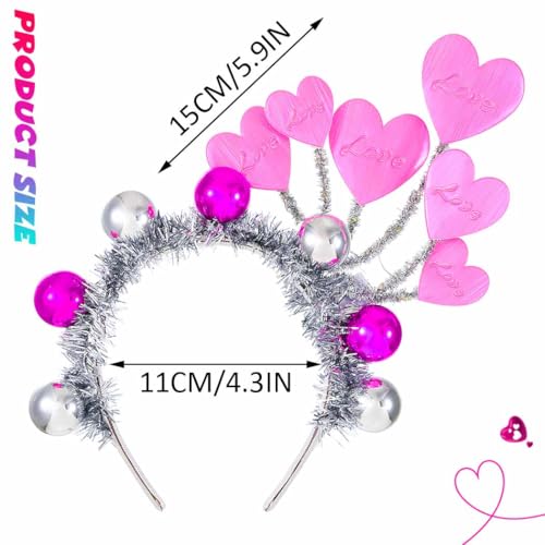 Yean Love Heart Valentine's Day Headband Ball Light Up Pink Party Costume Hair Accessories for Women