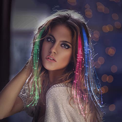15 Pack Led Light Up Fairy Hair Accessories Braid Extension Clips for Women Girls, Glow in the Dark Party Favors Supplies ...