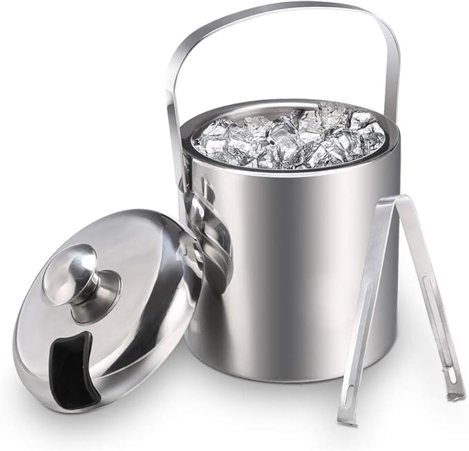 Sailnovo Ice Bucket, Double-Wall Stainless Steel Insulated Ice Buckets with Lid and Ice Tong, Ideal for Cocktail Bar, Part...