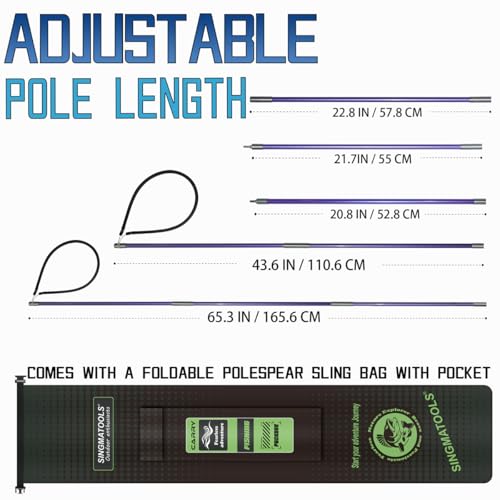 SINGMATOOLS Spearfishing Pole Hawaiian Sling Fishing Spear Set Fiberglass Pole Spear Harpoon Spearfishing Gear
