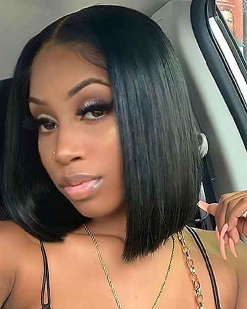 10 inch Short Bob Wigs Human Hair 4x4 HD Transparent Straight Short Bob Lace Front Wigs 150% Density Pre Plucked Hairline with Baby Hair for Women Unprocessed Lace Closure Bob Wigs Natural Corlor