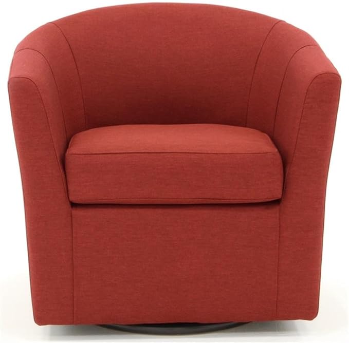 Pemberly Row 19" H Traditional Fabric Swivel Club Chair in Red