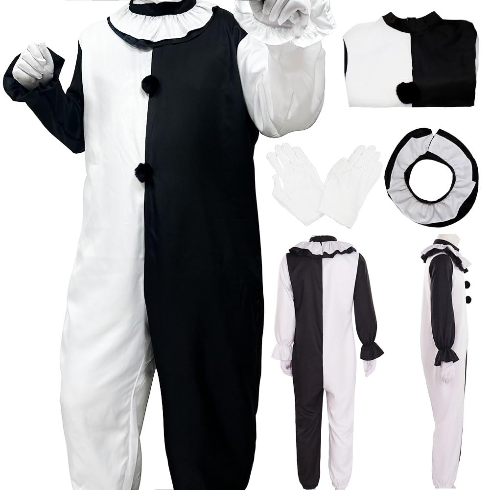 ETEBAS Clown Costume Cosplay Clown Outfit Movie NOT Head Cover Adult Halloween(L)