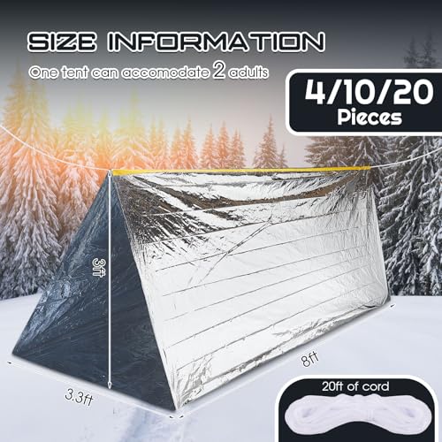 Woanger 4/10/20 Pcs Emergency Tent for Homeless Survival Tents Bulk 2 Person Tube Camping Tents 8 ft x 3 ft Shelter Surviv...