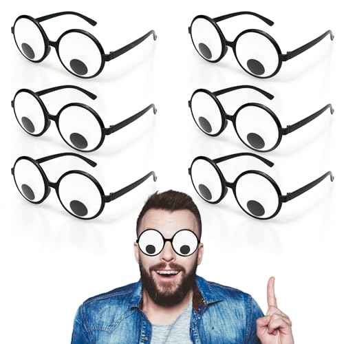Googly Eyes Glasses, Funny Glasses Pranks Toy, Novelty Shaking Giant Eye Glasses, Funny Costume Accessories for Dress Up Party, Halloween or Birthday Party Favors, Party Supplies £¨6PCS£©