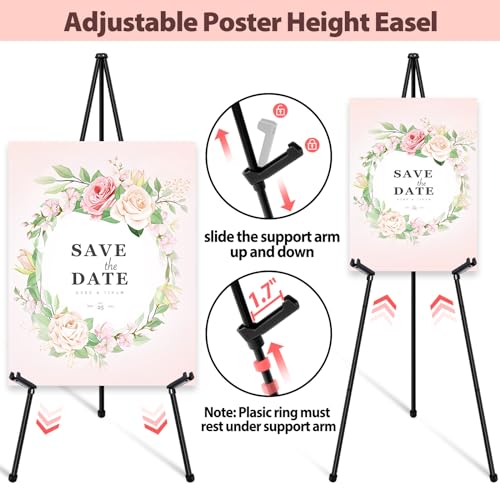 VAIIGO Black Easel Stand for Wedding Signs, Posters & Paintings - 63" Adjustable Portable Display Easel for Welcome Signs,...