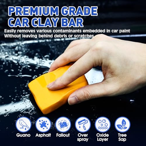 TEAWOO Clay Bars Kit, 6 Clay Bars & 20 PCS Lubricant Tablets, Complete Car Detailing Kit, Spray Bottle, Disposable Gloves ...
