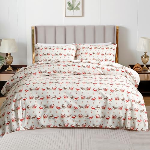 Elegant Comfort Ultra Soft 4-Piece 100% Turkish Cotton Flannel Sheet Set - Holiday Christmas Flannel Sheets, Warm and Cozy...