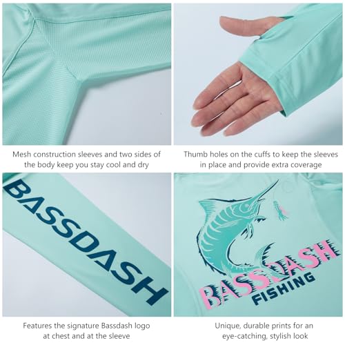BASSDASH Men’s Graphic Shirts Long Sleeve Fishing Shirt UPF 50+ Moisture Wicking UV Sun Protection FS35M