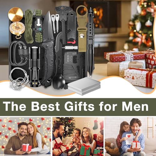 Survival Kits, Hiking and Camping Essentials, Emergency Survival Gear, Gifts for Men, Gifts for Dad, Husband, Teenagers, C...