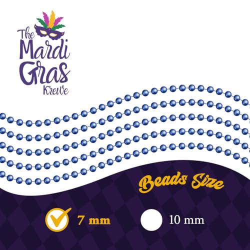 THE MARDI GRAS KREWE - Beads Necklaces Mardi Gras 72 Pack, 6 Dozen 33" 7mm - Party Favors, Parades, Bulk Decorations, Cost...