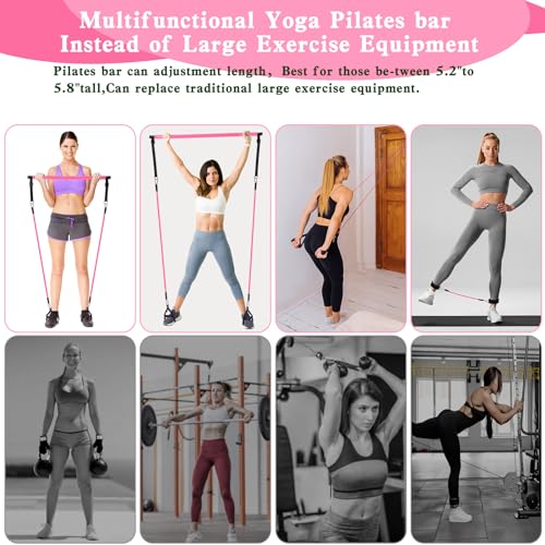 Bbtops Pilates Bar Kit with Resistance Bands,Pilates Bar with Stackable Bands Workout Equipment for Legs,Hip,Waist and Ar...